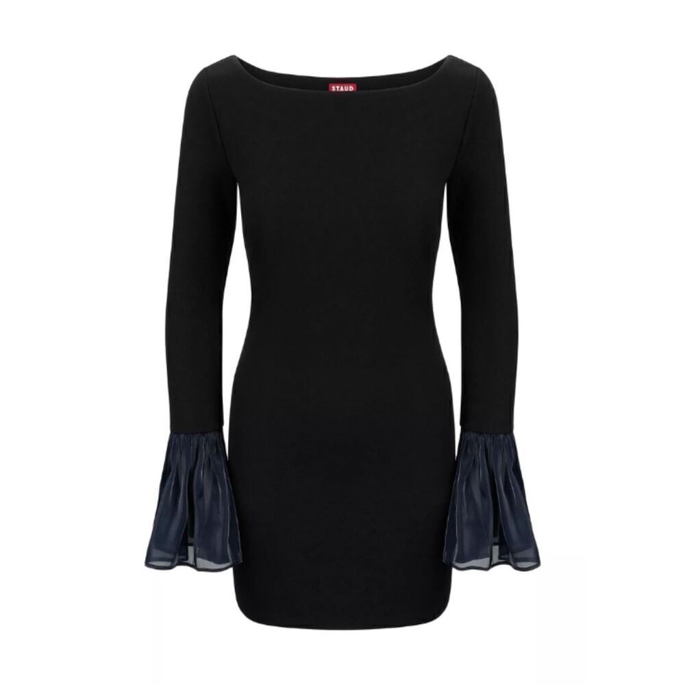 Staud Women's Black Swinton Long-Sleeve Mini Dress Size Medium NWOT D041